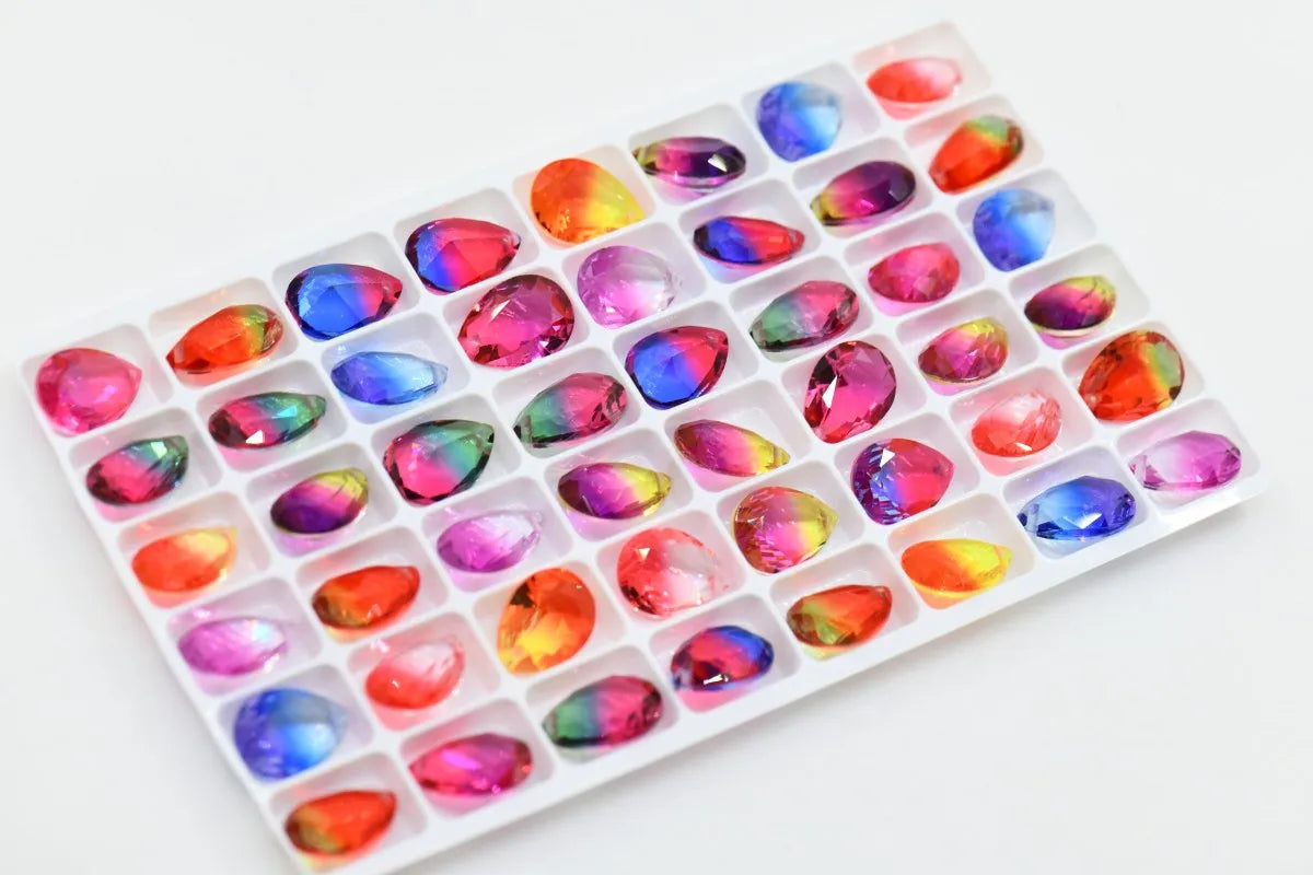 k9 Mixed color Teardrop Pendant Glass Crystal Strass Pointback Rhinestones Beads For DIY Making Earing Necklaces 13x18mm 10x14mm