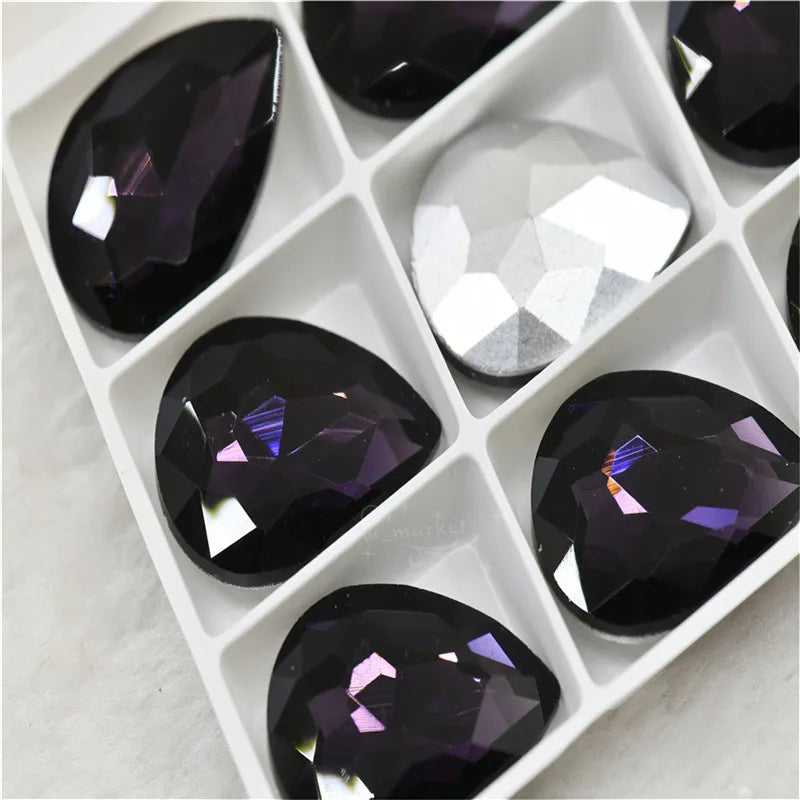 Wholesale teardrop crystal Crafts Pointback Glue on Bulk stones Garment rhinestones Jewelry Accessories 30x40mm 20x30mm