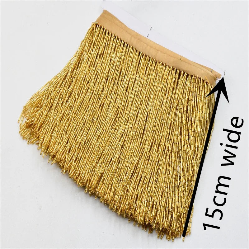 1 Yard 15cm Beaded Tassel Fringe for costumes dress crafts sew on DIY Accessories Home Textile Dance Ribbon