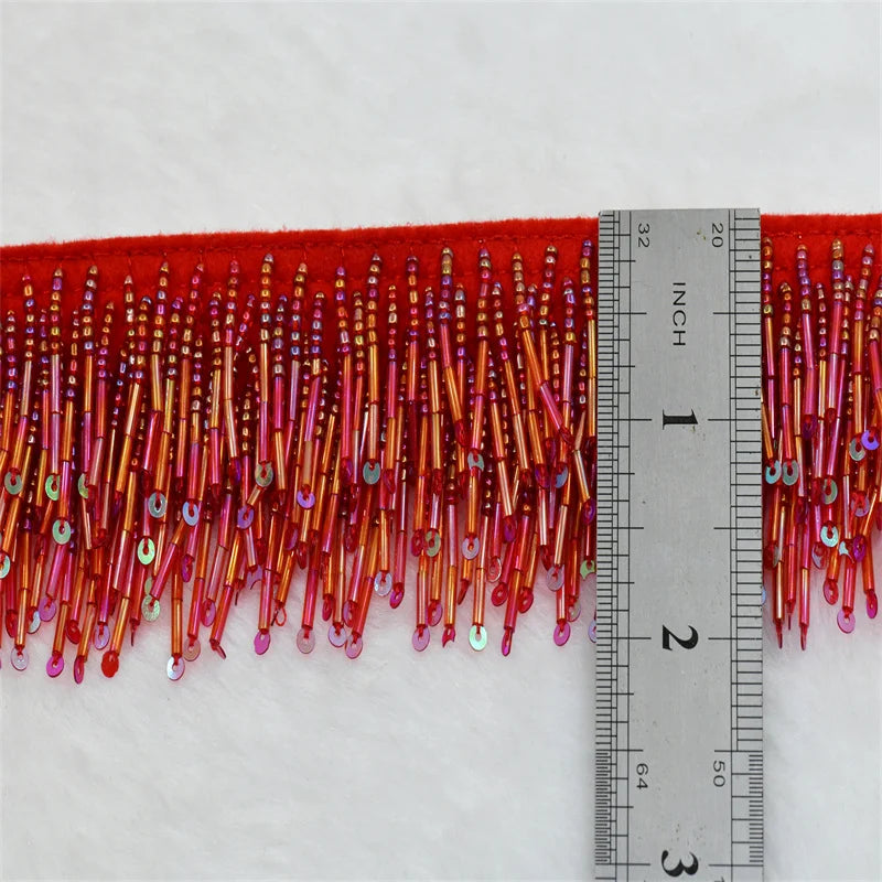 1 Yard 4cm high quality layered Beaded Tassel Fringe for costumes dress crafts sew on DIY Accessories Home Textile Dance