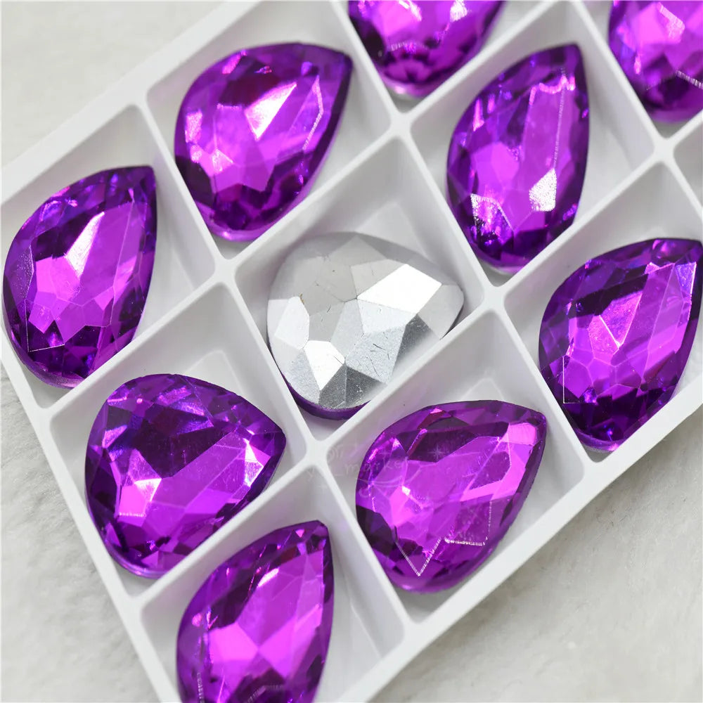 Glitter Rhinestone Glass beads Pointback teardrop crystal stones to make crafts jewels Decoration Diamonds for needlework