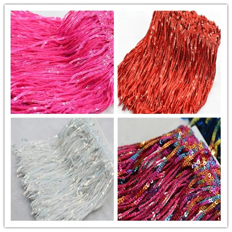 17cm Laser Tassel Fringe trim lace  fabrics for show clothes crafts making dress skirt decoration