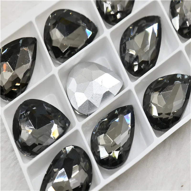 Wholesale teardrop crystal Crafts Pointback Glue on Bulk stones Garment rhinestones Jewelry Accessories 30x40mm 20x30mm