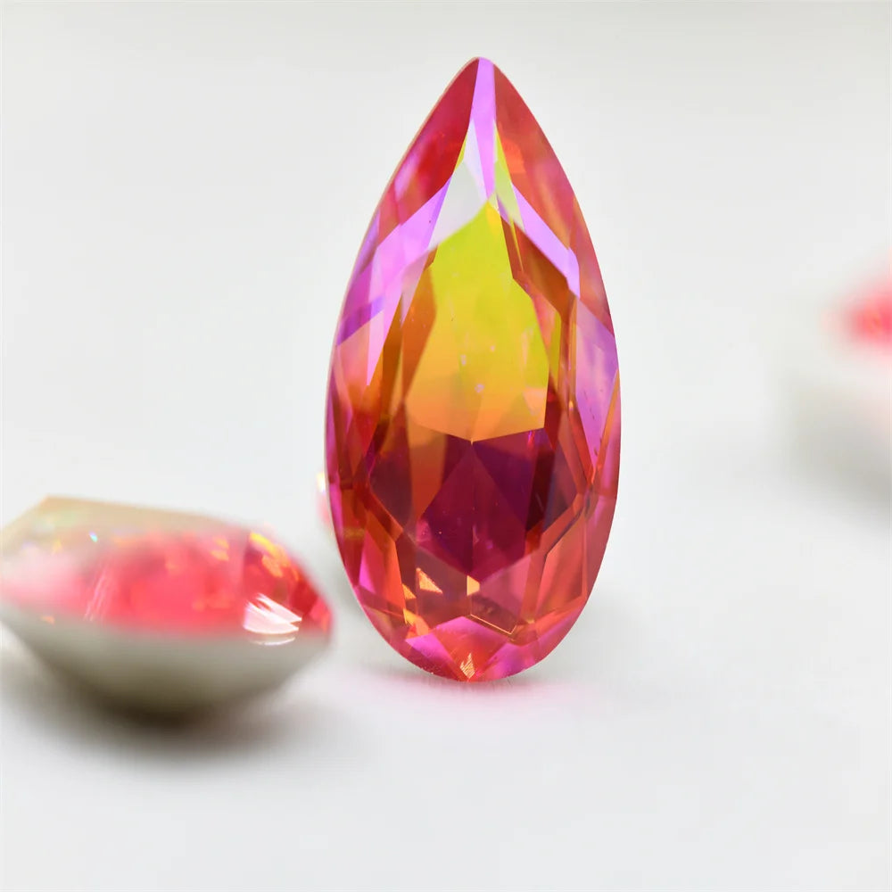 K9 rose New High Quality teardrop Pointback Rhinestone Glass Crystal Bead For DIY Clothing Jewelry Making