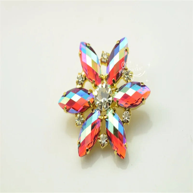 2 pcs Crystal Rhinestone Brooch Pin Wedding Costume Dress decoration