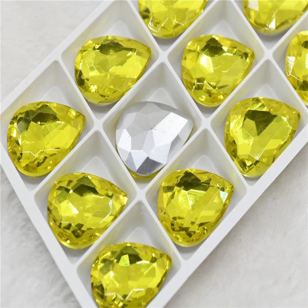 Glitter Rhinestone Glass beads Pointback teardrop crystal stones to make crafts jewels Decoration Diamonds for needlework