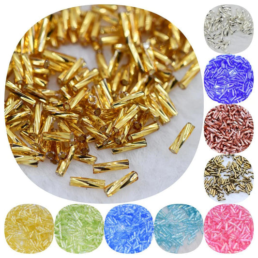 Twist Tube Beads AB color Czech Glass  Lined Bugle Bead Bulk Wholesale Big Bag For Jewelry Making  Fringe 2x6mm 2x12mm