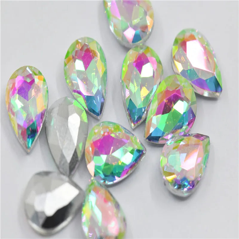 Drop rhinestones Luminous green XC crystal stones to make crafts nails glue on Glass Pointback gems Jewelry Making  Water Lily