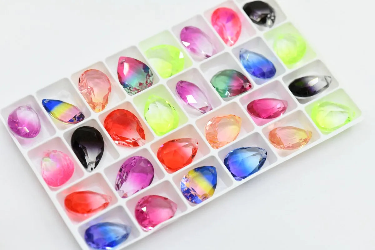 k9 Mixed color Teardrop Pendant Glass Crystal Strass Pointback Rhinestones Beads For DIY Making Earing Necklaces 13x18mm 10x14mm