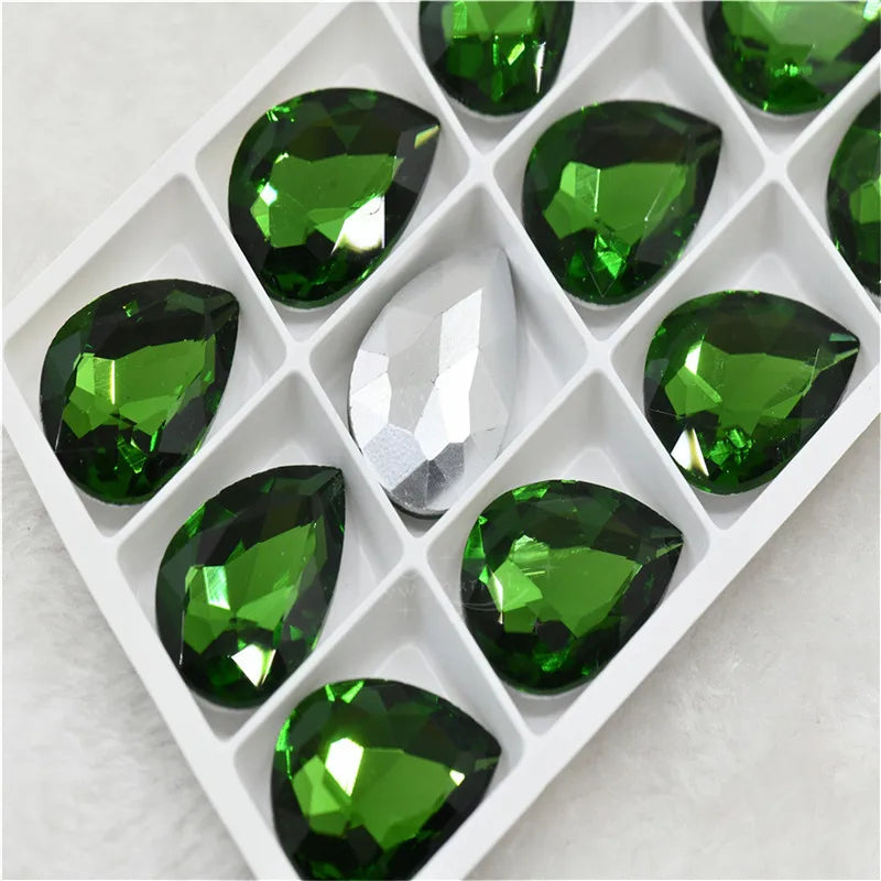 Wholesale teardrop crystal Crafts Pointback Glue on Bulk stones Garment rhinestones Jewelry Accessories 30x40mm 20x30mm