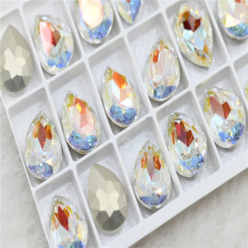 K9 LT crystal ab Rhinestones Pointback beads crafts  Jewelry Making Rivoli Teardrop strass stones