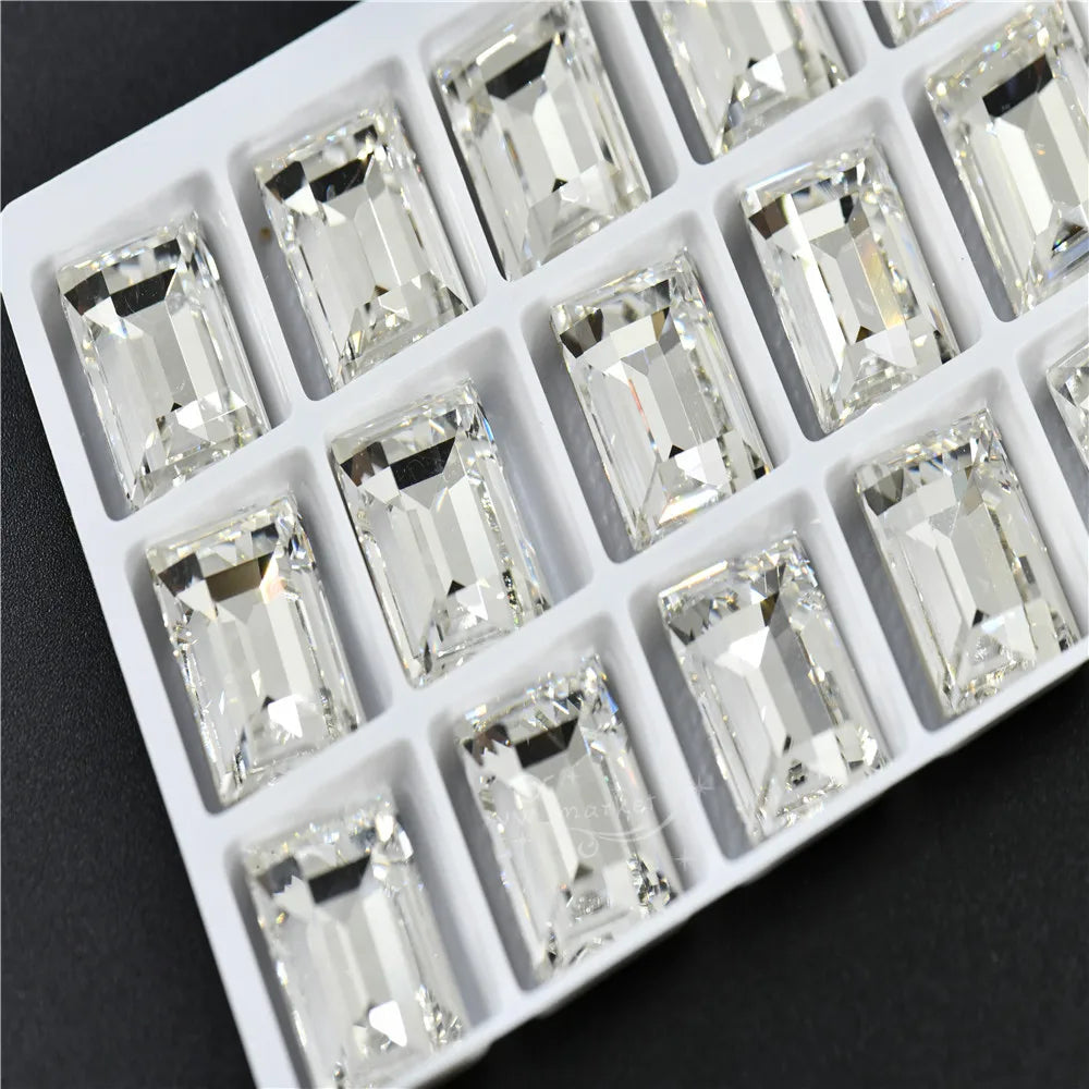 k9 Rectangle Rhinestones Glass Strass crafts super Glitter For Clothes DIY Sewing Beads For Jewelry 13X18MM 10X14MM