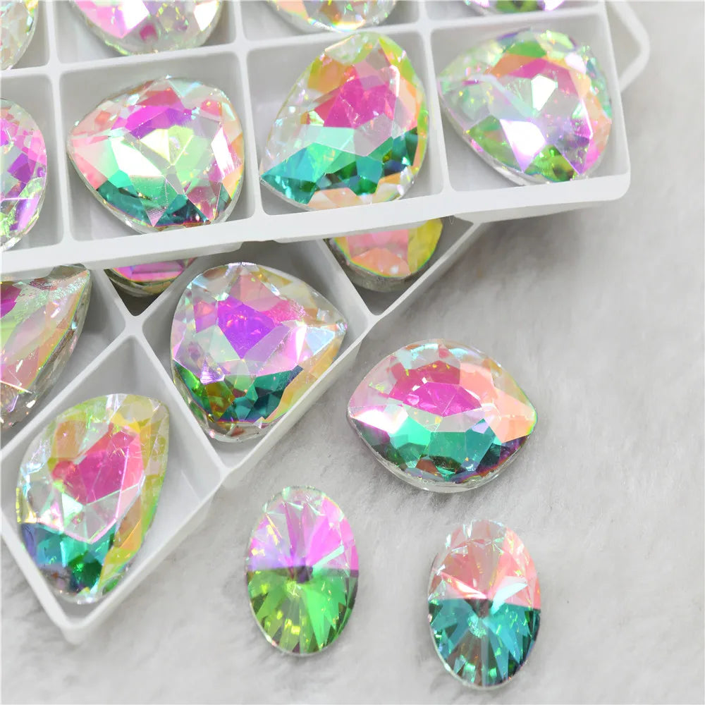 Drop rhinestones Luminous green XC crystal stones to make crafts nails glue on Glass Pointback gems Jewelry Making  Water Lily