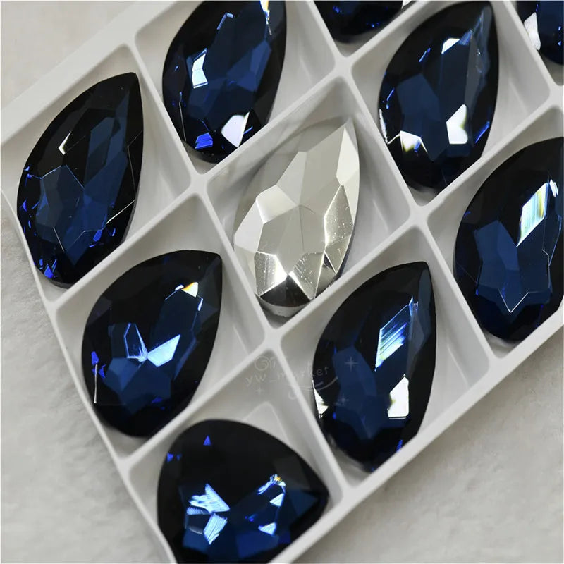 Wholesale teardrop crystal Crafts Pointback Glue on Bulk stones Garment rhinestones Jewelry Accessories 30x40mm 20x30mm