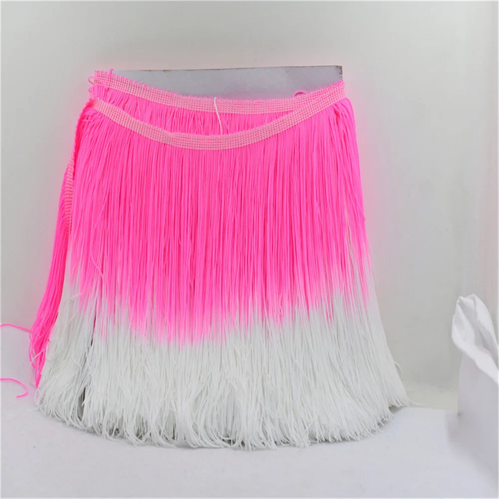 20cm Fringe Tassel Latin Trimming Dip Dye Omble Rayon Macrame Lace Samba DanceWear Trimming Sewing Trims mixed color