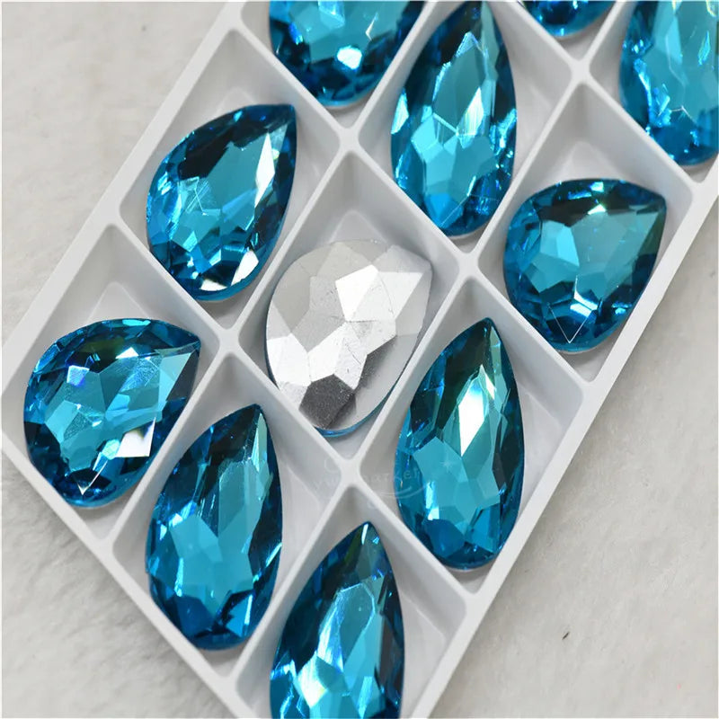 Wholesale teardrop crystal Crafts Pointback Glue on Bulk stones Garment rhinestones Jewelry Accessories 30x40mm 20x30mm