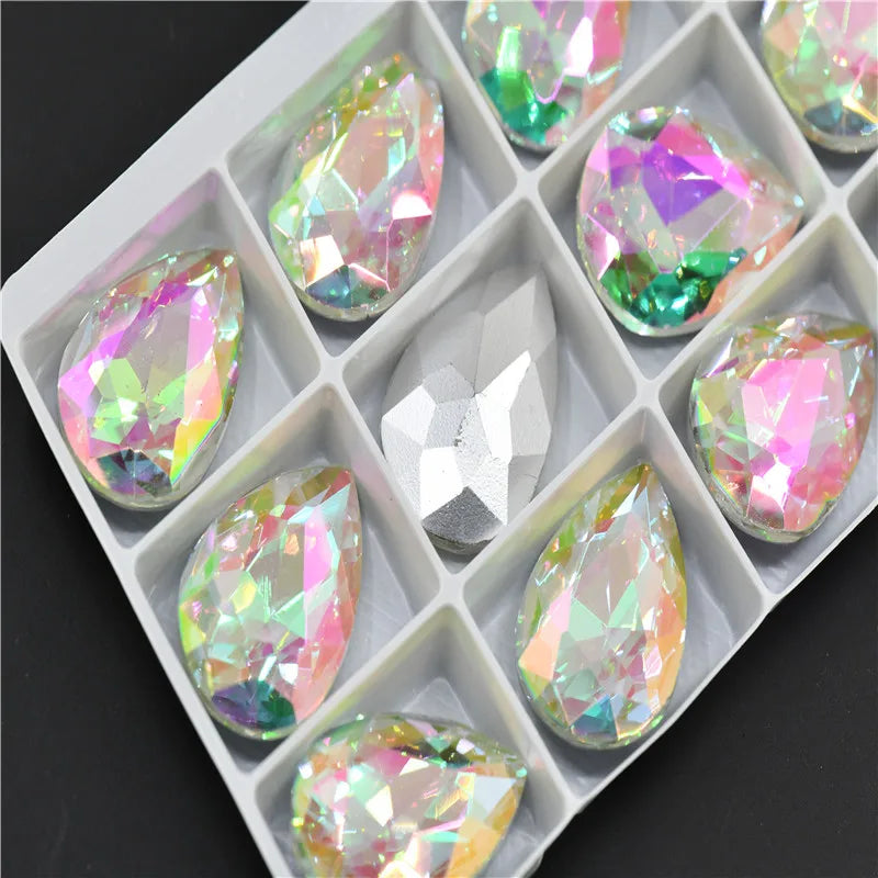 Drop rhinestones Luminous green XC crystal stones to make crafts nails glue on Glass Pointback gems Jewelry Making  Water Lily