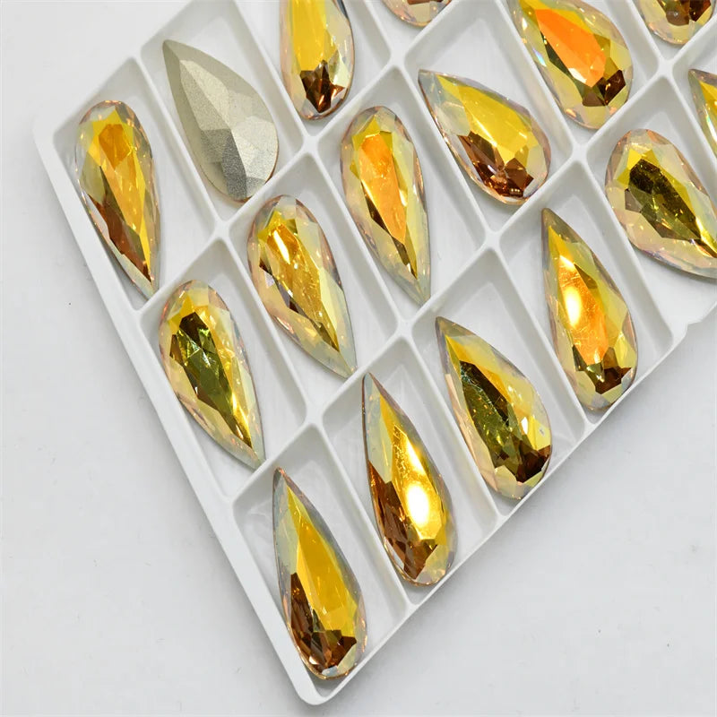 K9 11mmx22mm Craft Gems crystal Rhinestone  Color Strass pointback Crystal Diy teardrop shape