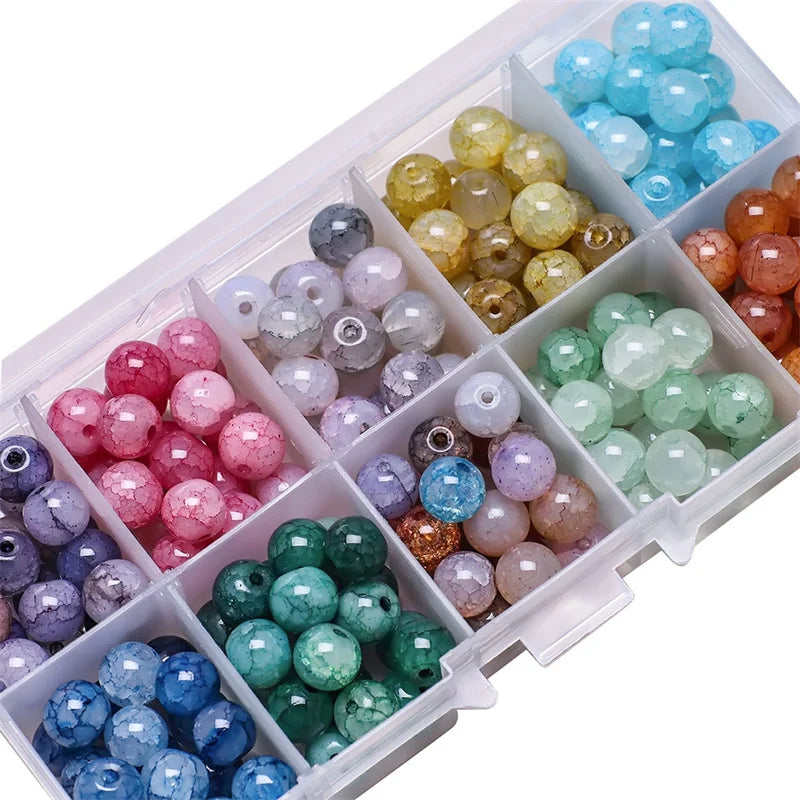 10 grid 200pcs  burst jade crystal beads crack glass beads DIY handmade beads loose beads multi-color