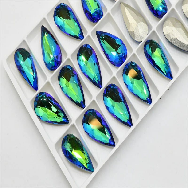 K9 11mmx22mm Craft Gems crystal Rhinestone  Color Strass pointback Crystal Diy teardrop shape