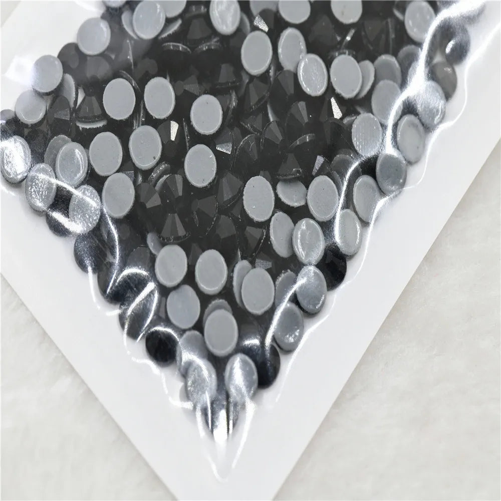 Jet Black HotFix Rhinestones ss6 8 10 12 16 20 30 Iron On Flatback Crystals For Luxury Dress