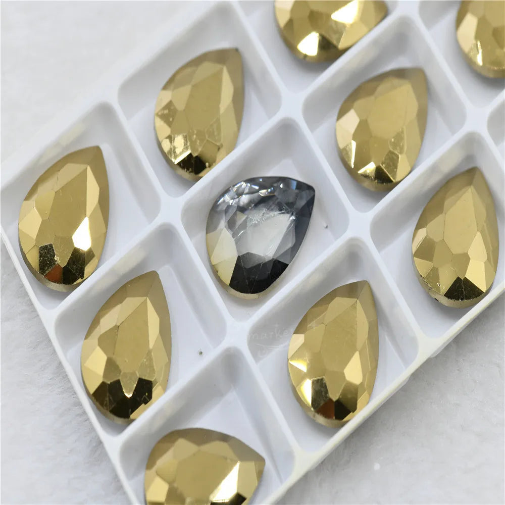 Glitter Rhinestone Glass beads Pointback teardrop crystal stones to make crafts jewels Decoration Diamonds for needlework