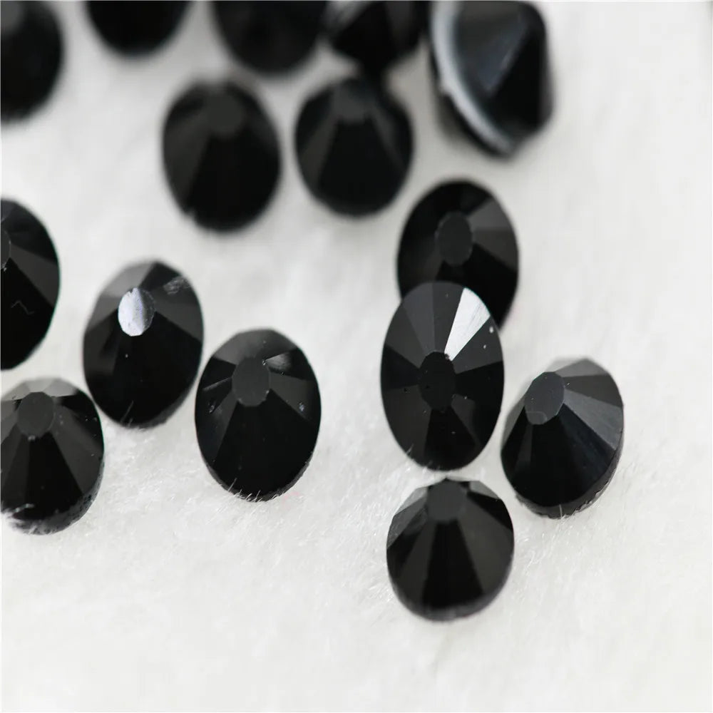 Jet Black HotFix Rhinestones ss6 8 10 12 16 20 30 Iron On Flatback Crystals For Luxury Dress