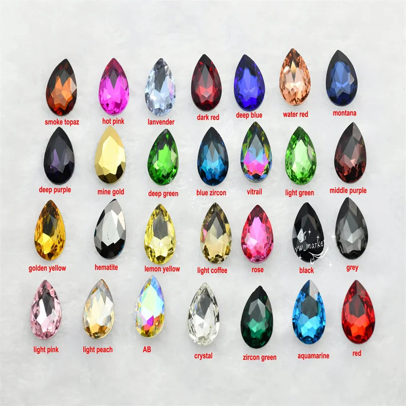 Glitter Rhinestone Glass beads Pointback teardrop crystal stones to make crafts jewels Decoration Diamonds for needlework