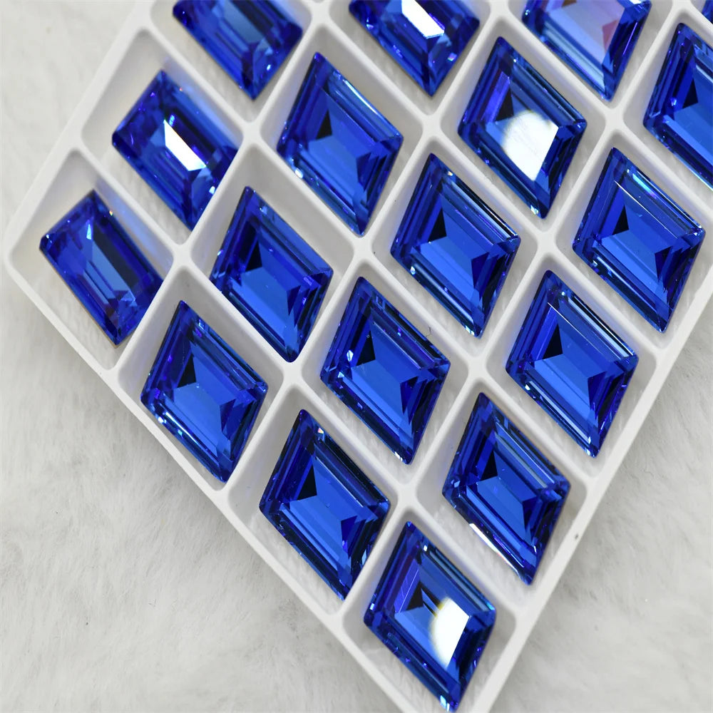 k9 Rectangle Rhinestones Glass Strass crafts super Glitter For Clothes DIY Sewing Beads For Jewelry 13X18MM 10X14MM