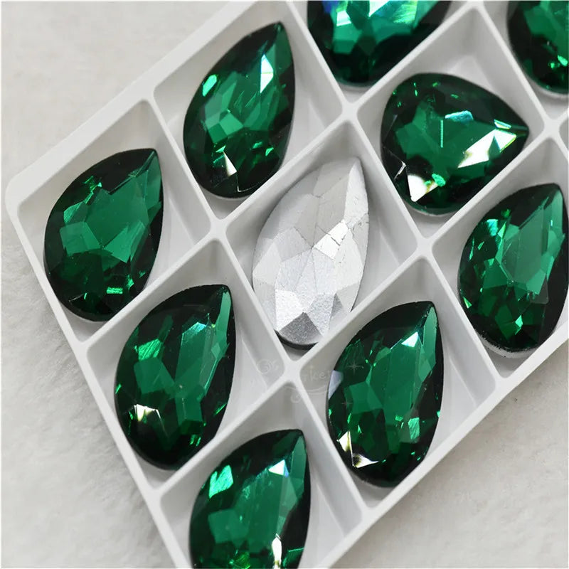 Wholesale teardrop crystal Crafts Pointback Glue on Bulk stones Garment rhinestones Jewelry Accessories 30x40mm 20x30mm