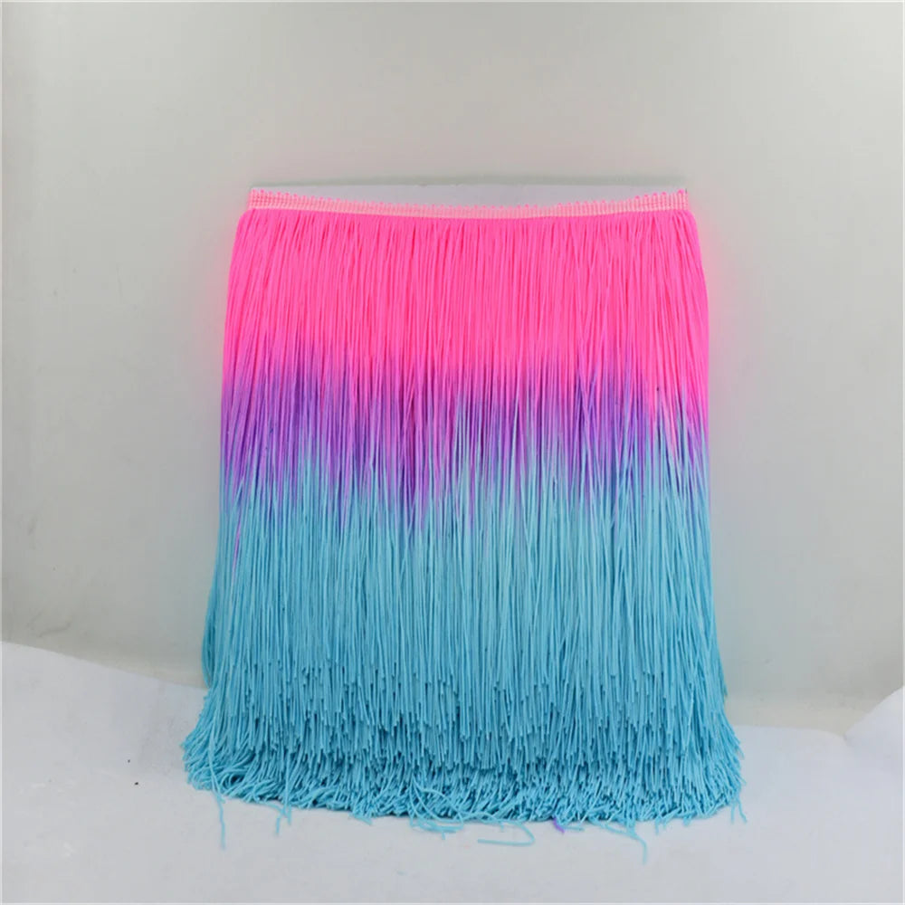 20cm Fringe Tassel Latin Trimming Dip Dye Omble Rayon Macrame Lace Samba DanceWear Trimming Sewing Trims mixed color