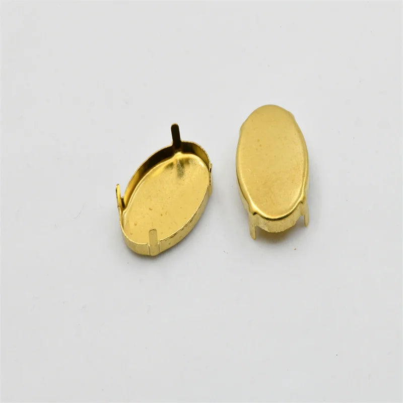 Brass setting NO Holes Strong Claw Setting  for Jewels Soldering  Teardrop oval navett round