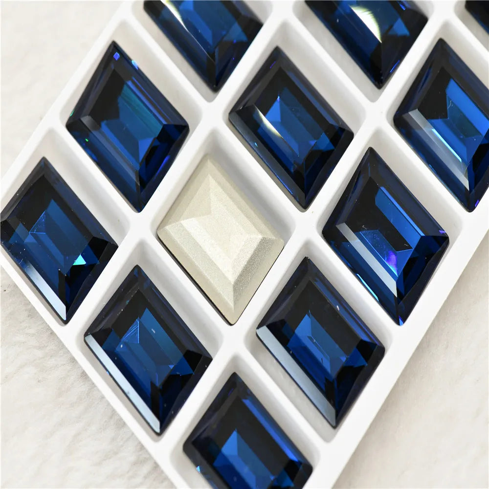 k9 Rectangle Rhinestones Glass Strass crafts super Glitter For Clothes DIY Sewing Beads For Jewelry 13X18MM 10X14MM