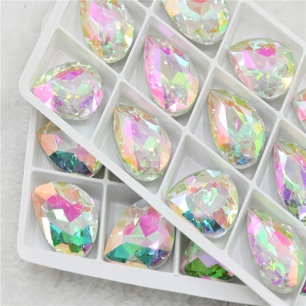 Drop rhinestones Luminous green XC crystal stones to make crafts nails glue on Glass Pointback gems Jewelry Making  Water Lily