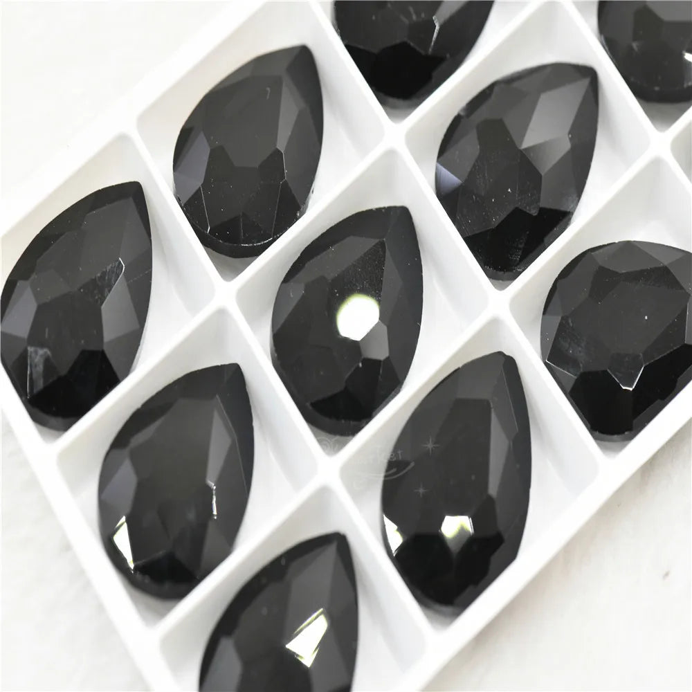 Glitter Rhinestone Glass beads Pointback teardrop crystal stones to make crafts jewels Decoration Diamonds for needlework