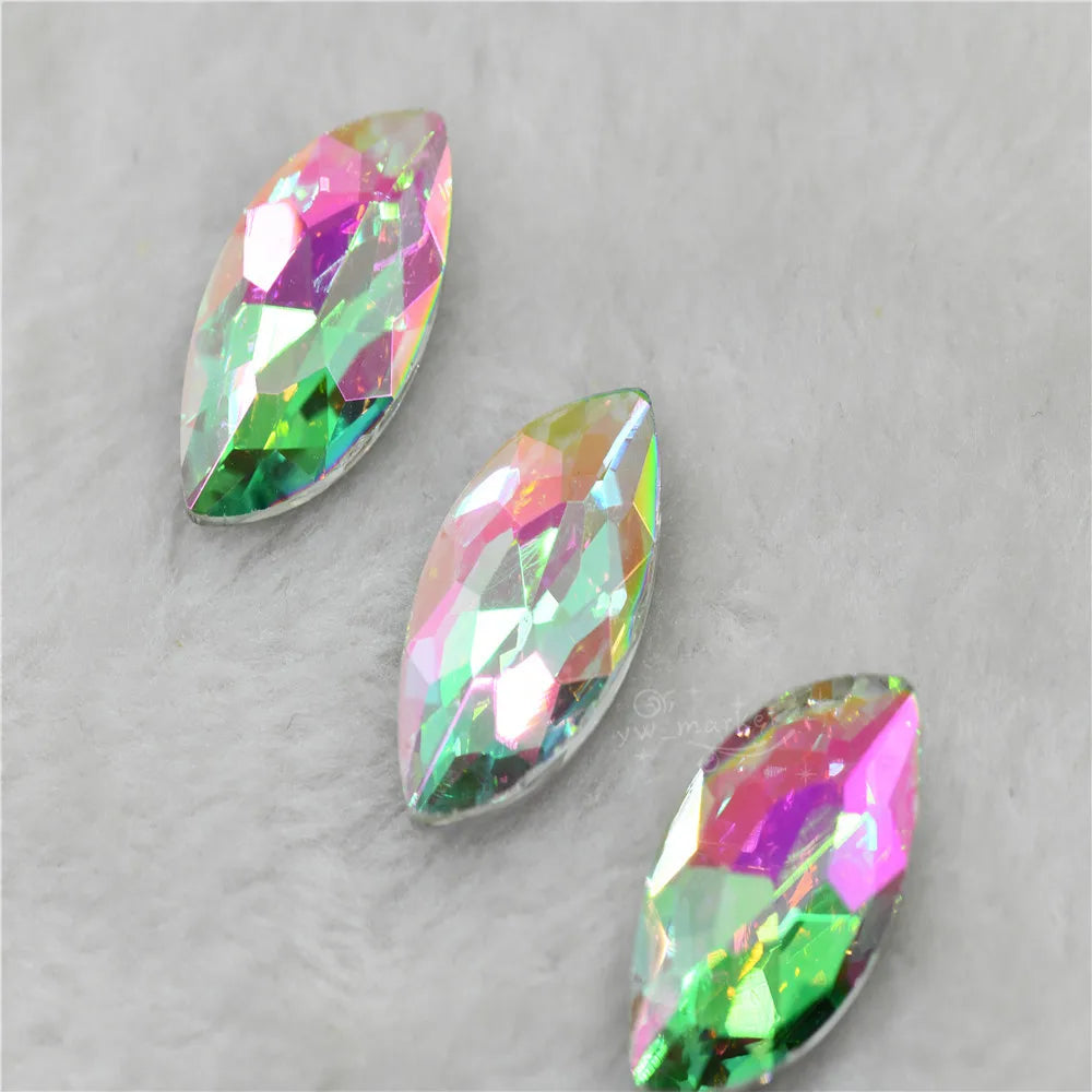 Drop rhinestones Luminous green XC crystal stones to make crafts nails glue on Glass Pointback gems Jewelry Making  Water Lily