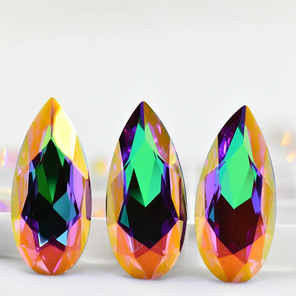 K9 New colorHigh Quality teardrop Pointback Rhinestone Glass Crystal Bead Jewelry Making