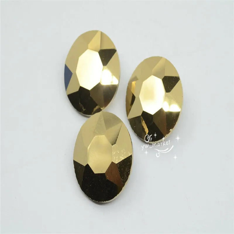 Metallic Gold Glue on Rhinestones Pointback  glass crystal stones jewelry making