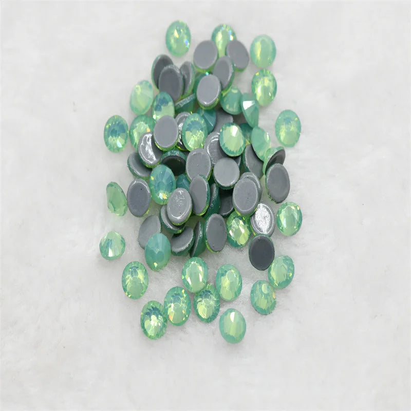 Opal green pink blue strass Hotfix Rhinestones flatback crystals beads for iron on needlework   glitters