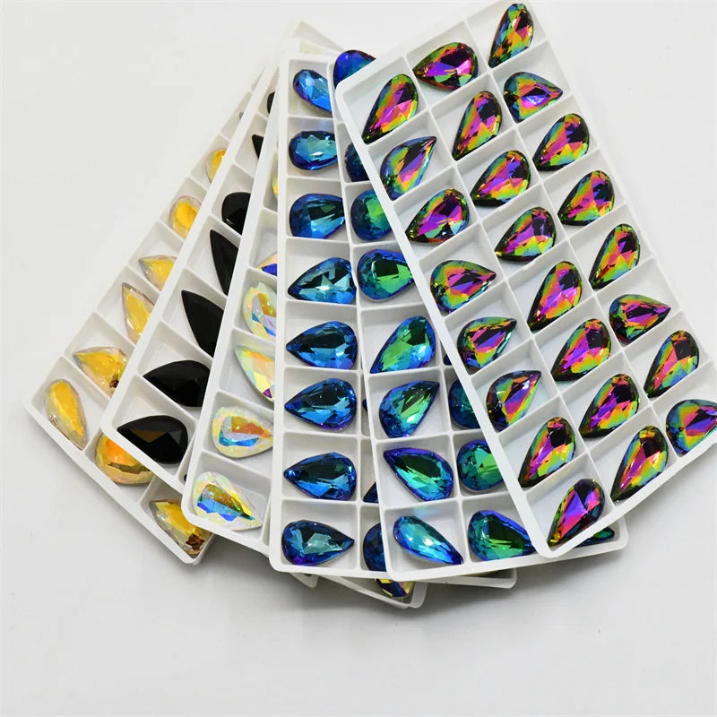 K9 11mmx22mm Craft Gems crystal Rhinestone  Color Strass pointback Crystal Diy teardrop shape