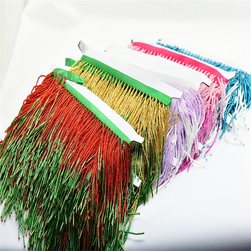 Wave drop Handmde Spacer Tube Beaded 2 size mixed 5.5 yards Bulk wholesale glass fringe tassels sewing articles for sewing