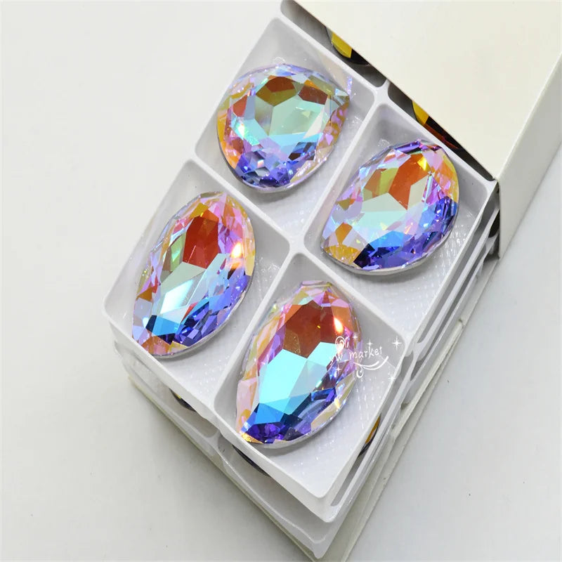 k9  lavender AB glass stones rhineston for decoration  teardrop navette  Diy crafts jewels crystal