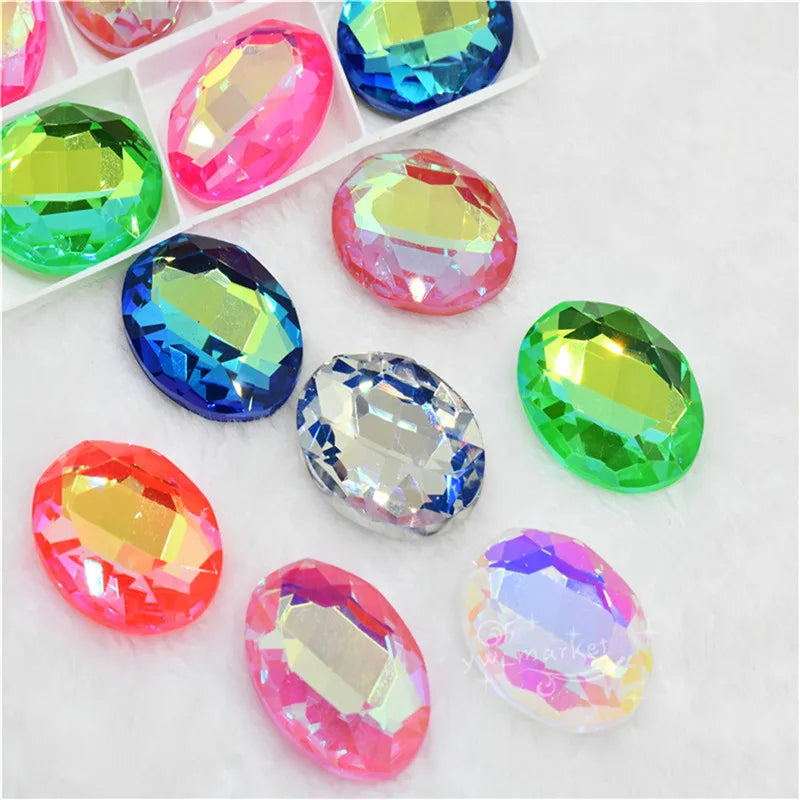 Oval Glass Crystal Pointback Rhinestone decorative crystals crafts Stones strass Beads for jewelry 20x30mm 13x18mm 10x14mm