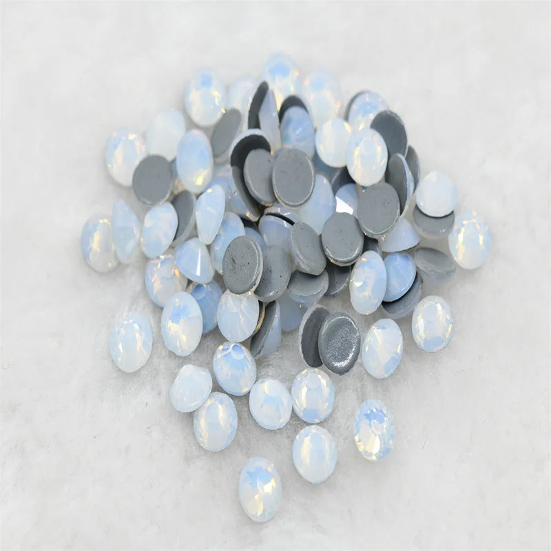 Opal green pink blue strass Hotfix Rhinestones flatback crystals beads for iron on needlework   glitters