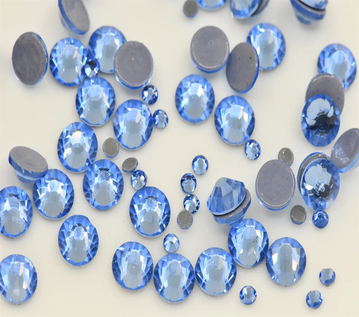 Blue series  Hotfix rhinestones Flatback Crystal  Round Stones for dress clothes bags Decoration Iron On