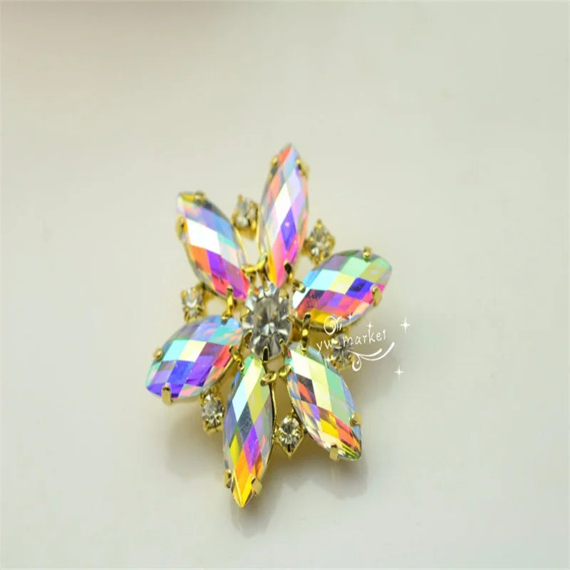 2 pcs Crystal Rhinestone Brooch Pin Wedding Costume Dress decoration