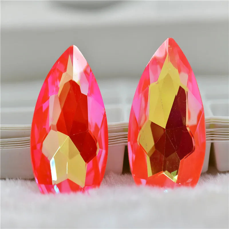 Jewelry Stones Orange Mocha Ab Decoration Rhinestones Crystal Glass Christmas Rivoli Navette Teardrop Glue on Clothes  Crafts