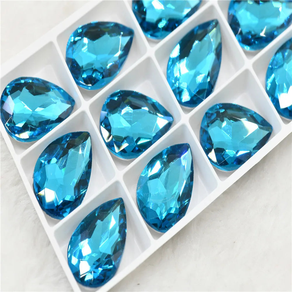 Glitter Rhinestone Glass beads Pointback teardrop crystal stones to make crafts jewels Decoration Diamonds for needlework