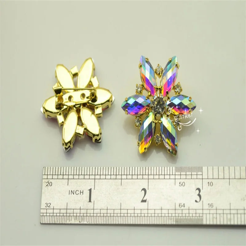 2 pcs Crystal Rhinestone Brooch Pin Wedding Costume Dress decoration