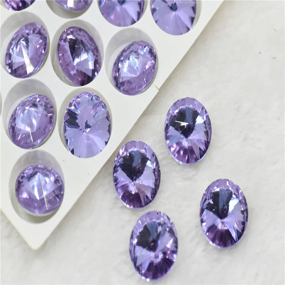 crystal purple rhinestone crystal appliques glass pointback  DIY BEAD jewelry  Needlework accessories